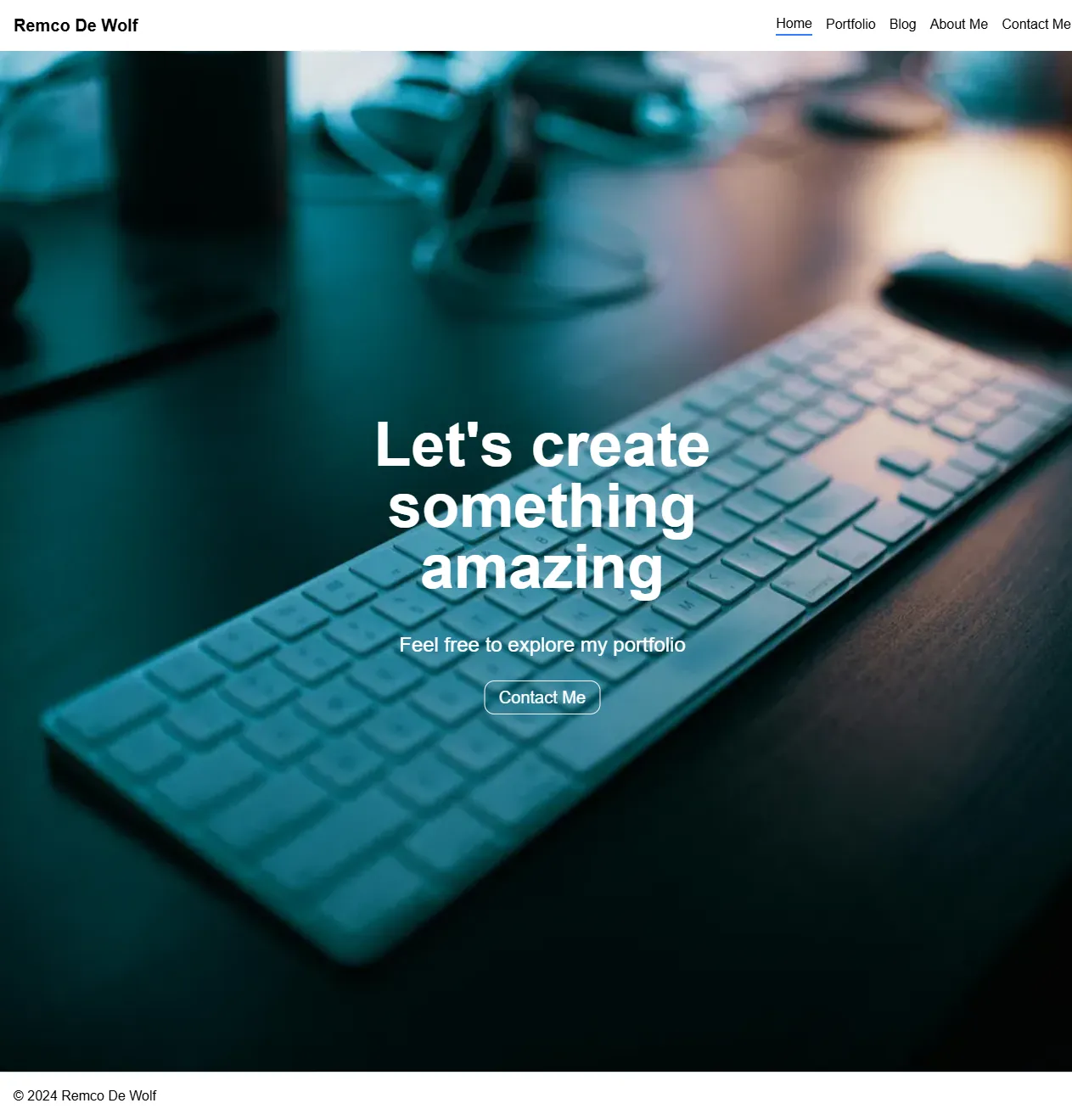 Homepage of portfolio