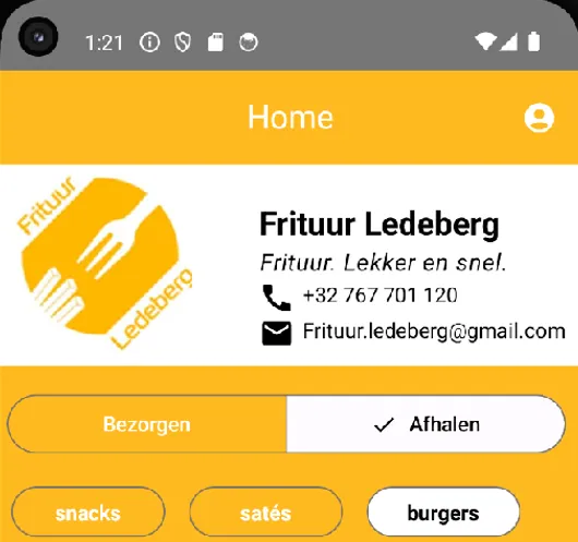Homescreen take away app
